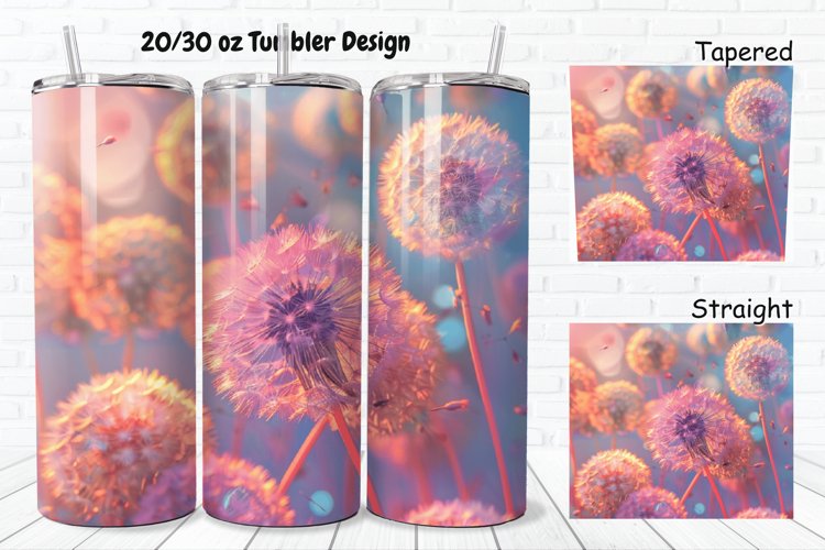 3D Colorful Dandelions Flowers 20/30oz Skinny Tumbler example image 1