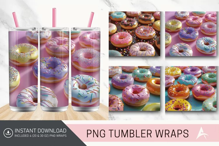 3D Colorful Donuts Tumbler Wrap