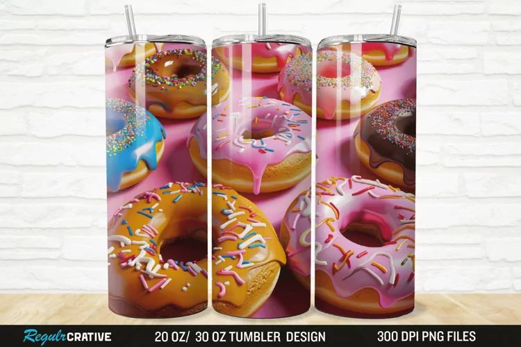 3D Colorful Donuts 20/30oz Skinny Tumbler