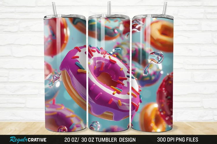 3D Colorful Donuts 20/30oz Skinny Tumbler