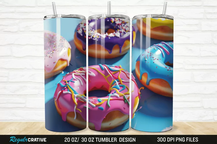 3D Colorful Donuts 20/30oz Skinny Tumbler