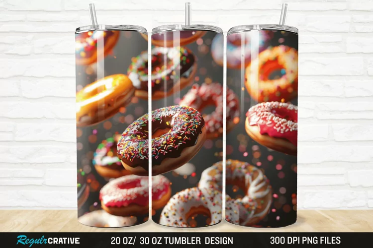 3D Colorful Donuts 20/30oz Skinny Tumbler