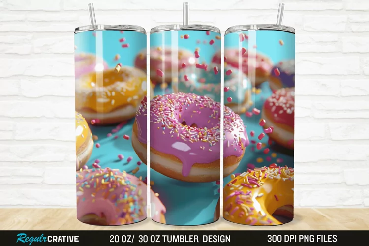 3D Colorful Donuts 20/30oz Skinny Tumbler