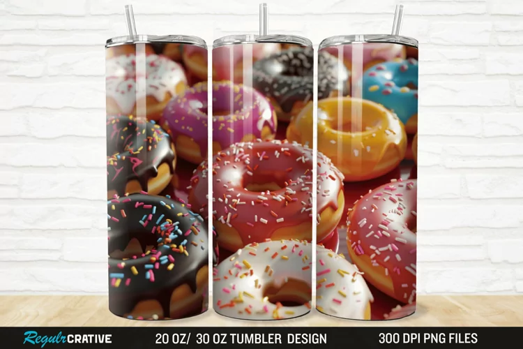 3D Colorful Donuts 20/30oz Skinny Tumbler