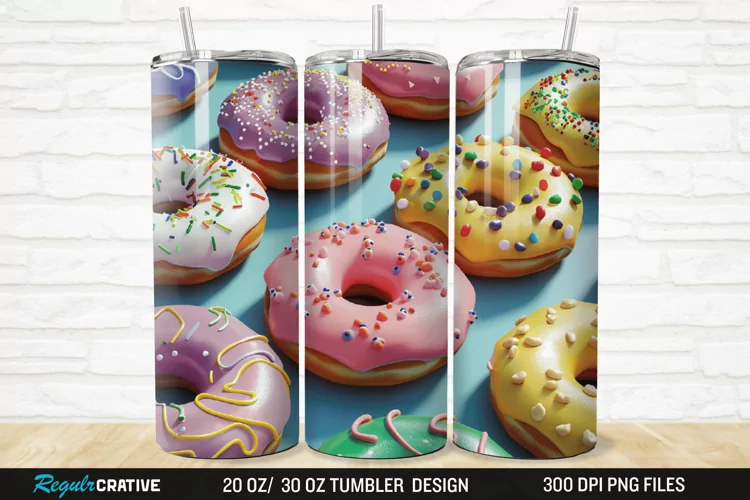 3D Colorful Donuts 20/30oz Skinny Tumbler