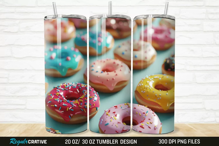 3D Colorful Donuts 20/30oz Skinny Tumbler