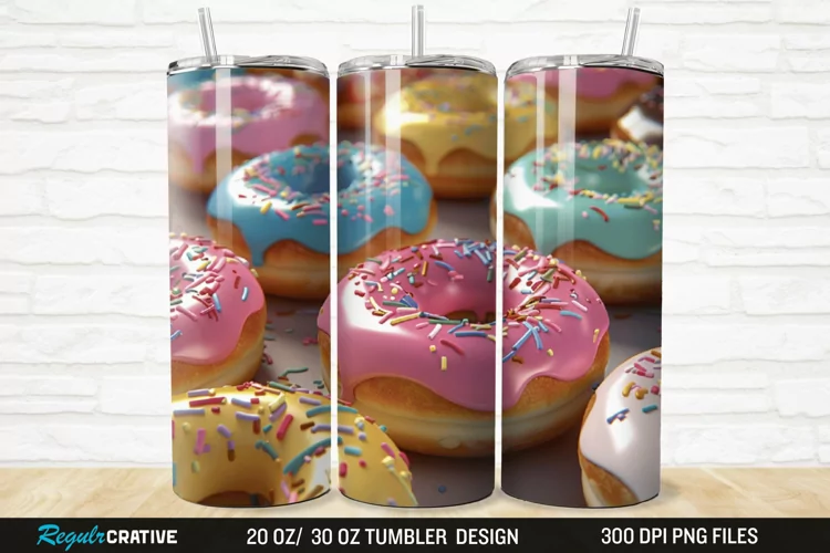 3D Colorful Donuts 20/30oz Skinny Tumbler
