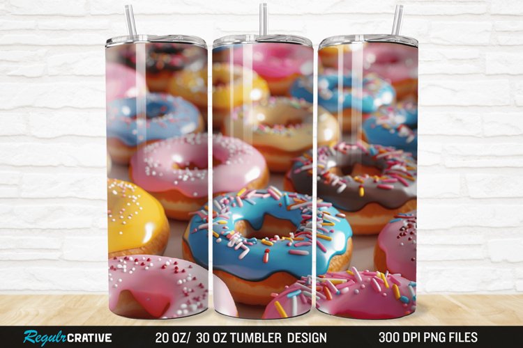 3D Colorful Donuts 20/30oz Skinny Tumbler