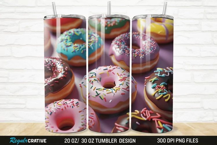 3D Colorful Donuts 20/30oz Skinny Tumbler