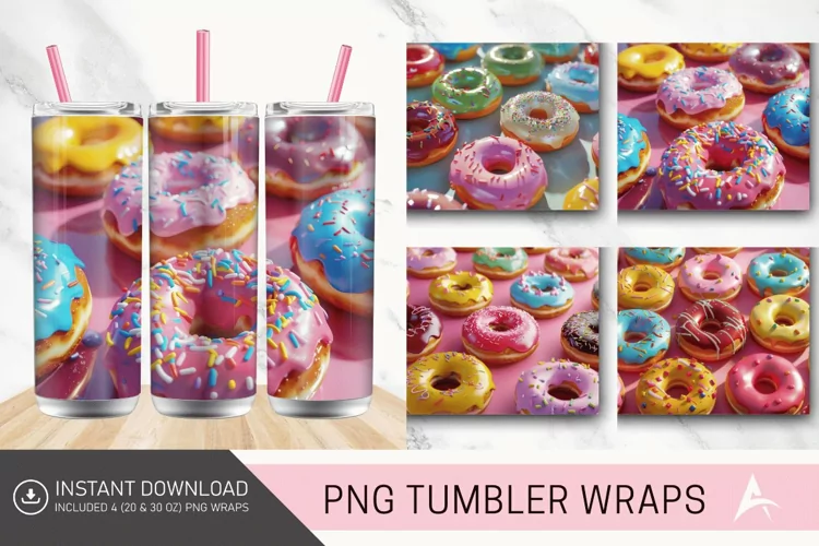 3D Colorful Donuts Tumbler Wrap