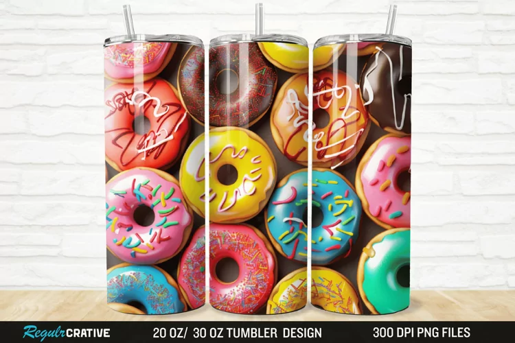 3D Colorful Donuts 20/30oz Skinny Tumbler