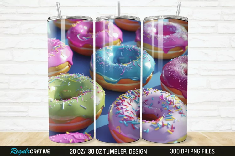 3D Colorful Donuts 20/30oz Skinny Tumbler