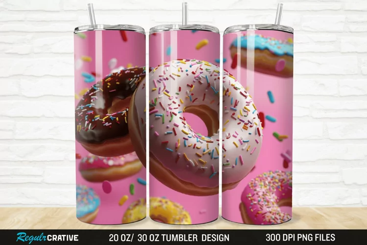 3D Colorful Donuts 20/30oz Skinny Tumbler