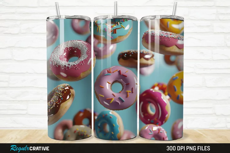 3D Colorful Donuts 20/30oz Skinny Tumbler
