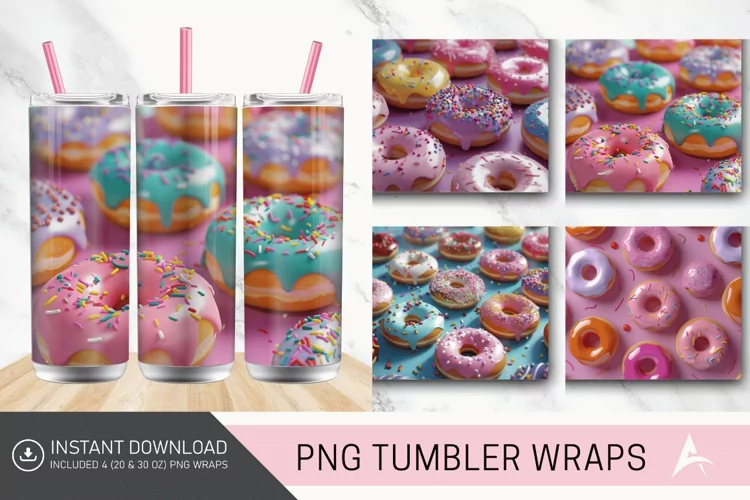 3D Colorful Donuts Tumbler Wrap