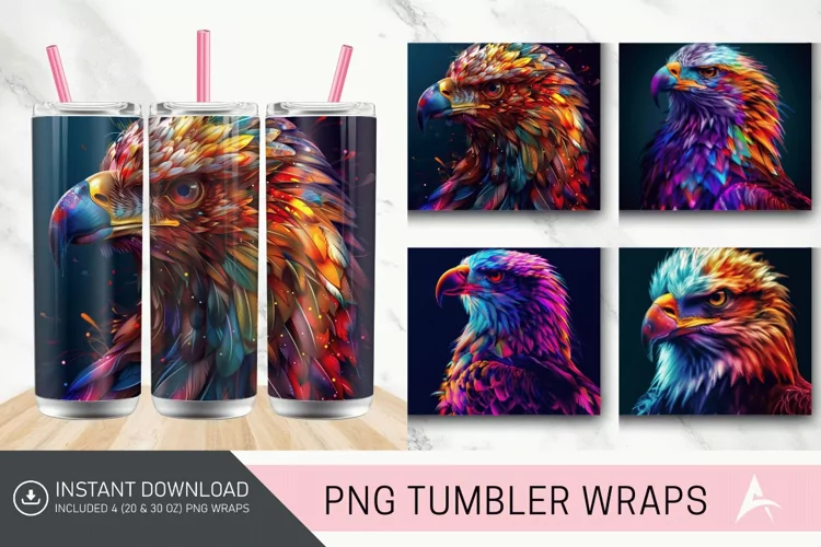 3D Colorful Eagle Tumbler Wrap