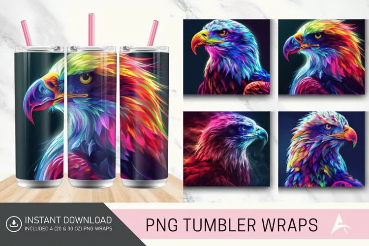 3D Colorful Eagle Tumbler Wrap