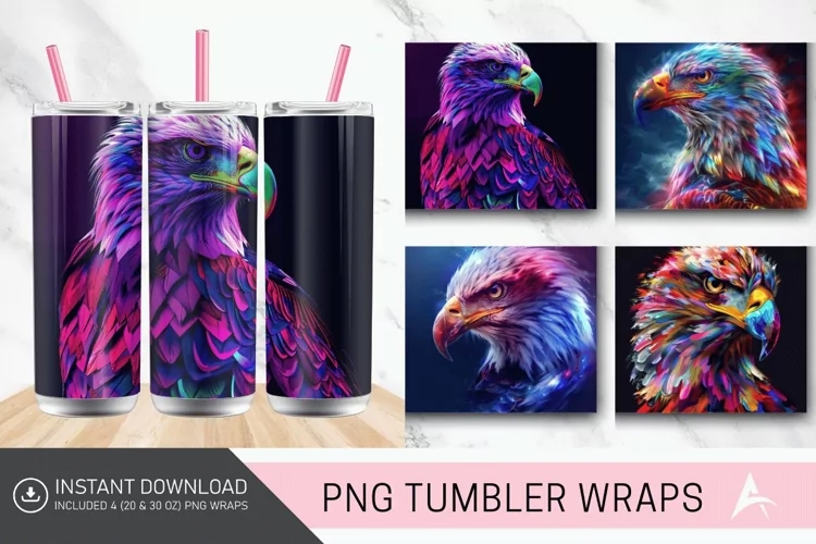 3D Colorful Eagle Tumbler Wrap
