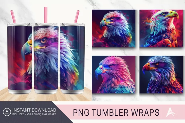 3D Colorful Eagle Tumbler Wrap