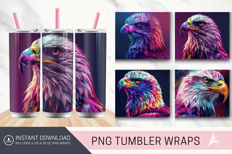 3D Colorful Eagle Tumbler Wrap