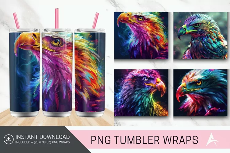 3D Colorful Eagle Tumbler Wrap
