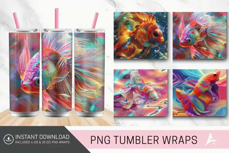 3D Colorful Fish Tumbler wrap