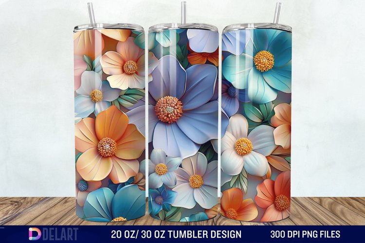 3D Colorful Floral Tumbler Wrap example image 1