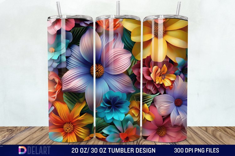 3D Colorful Floral Tumbler Wrap example image 1