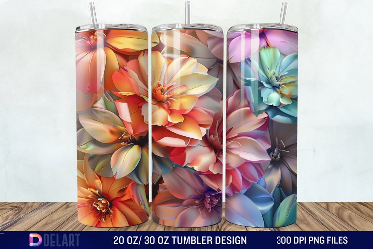 3D Colorful Floral Tumbler Wrap example image 1