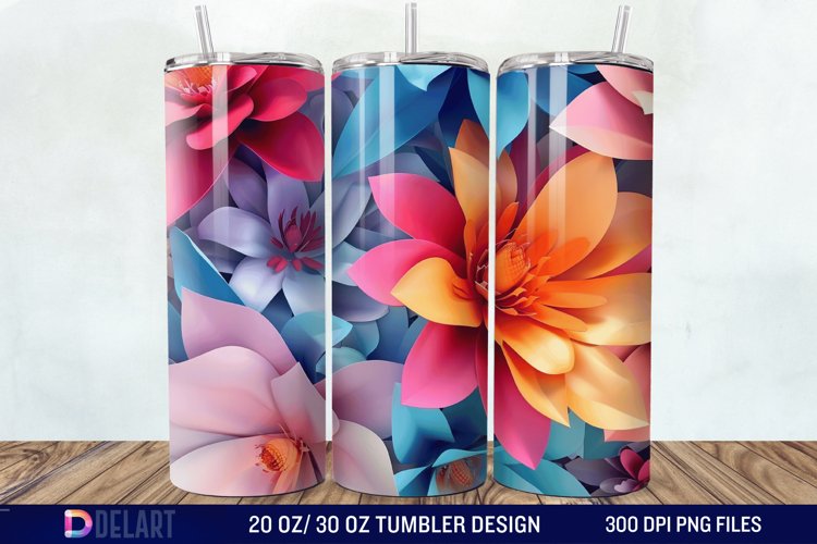 3D Colorful Floral Tumbler Wrap