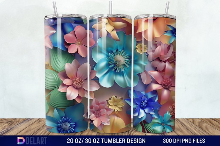 3D Colorful Floral Tumbler Wrap example image 1