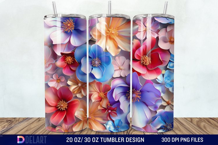 3D Colorful Floral Tumbler Wrap example image 1