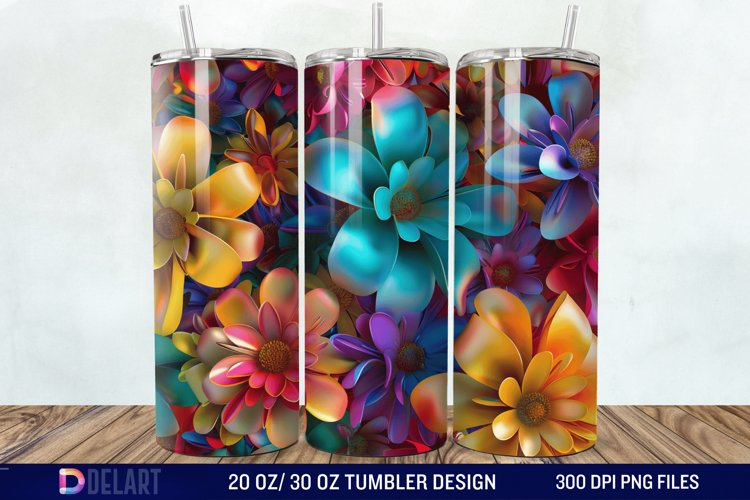 3D Colorful Floral Tumbler Wrap example image 1