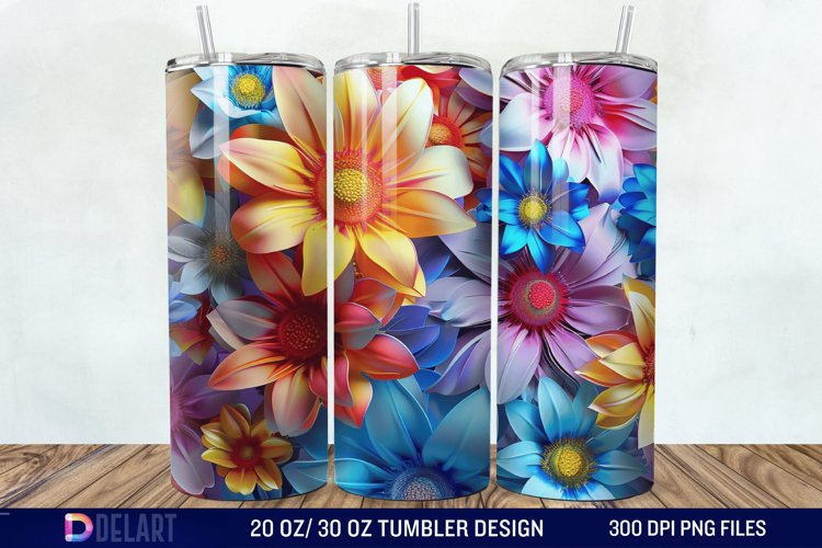 3D Colorful Floral Tumbler Wrap example image 1