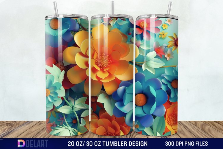 3D Colorful Floral Tumbler Wrap example image 1