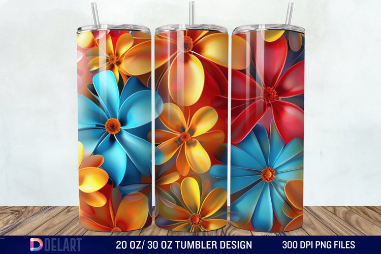3D Colorful Floral Tumbler Wrap example image 1