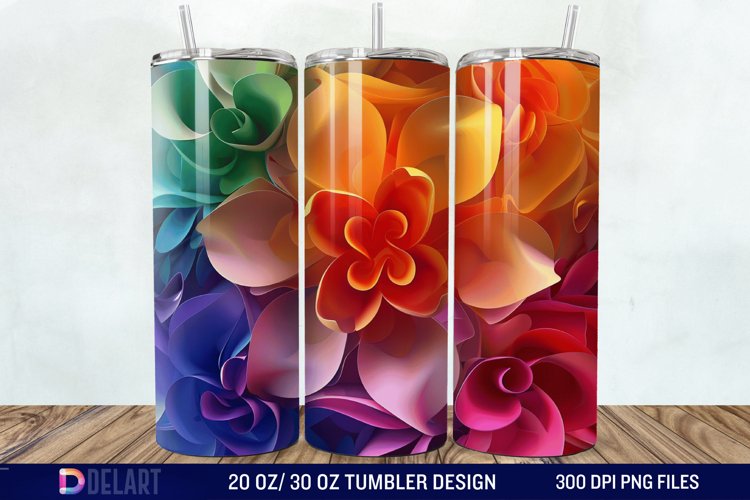 3D Colorful Floral Tumbler Wrap example image 1