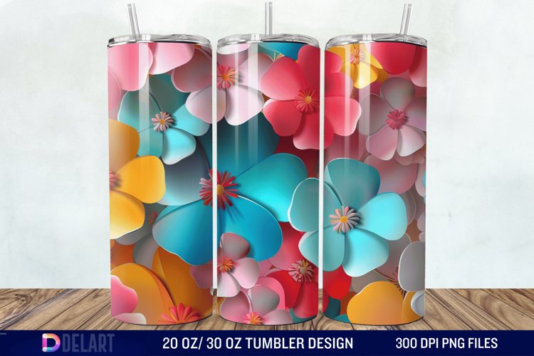 3D Colorful Floral Tumbler Wrap example image 1