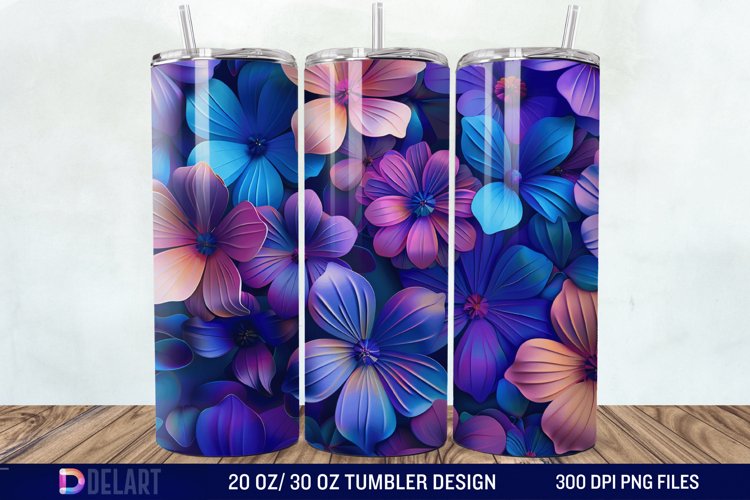 3D Colorful Floral Tumbler Wrap example image 1