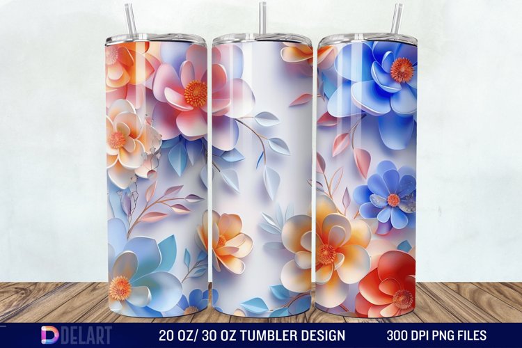 3D Colorful Floral Tumbler Wrap example image 1