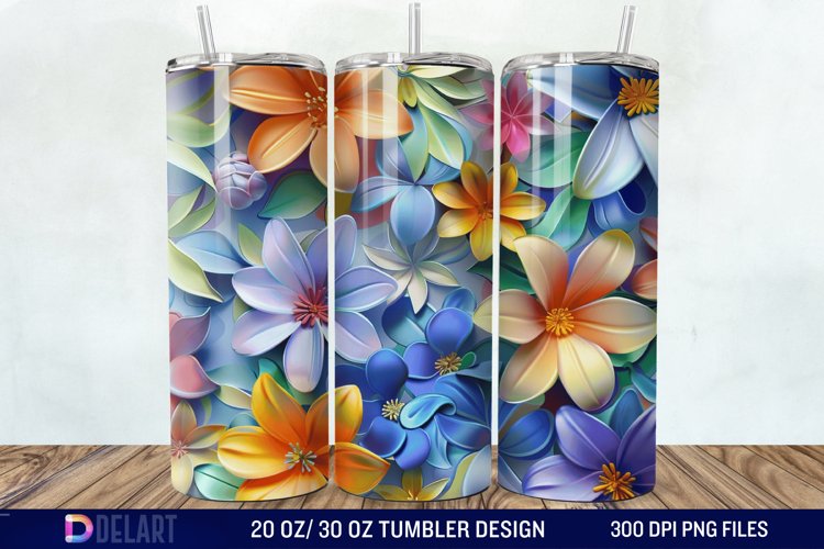 3D Colorful Floral Tumbler Wrap example image 1