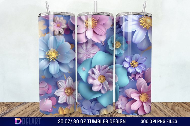 3D Colorful Floral Tumbler Wrap example image 1