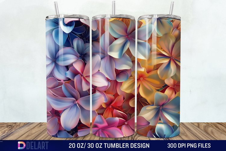 3D Colorful Floral Tumbler Wrap example image 1