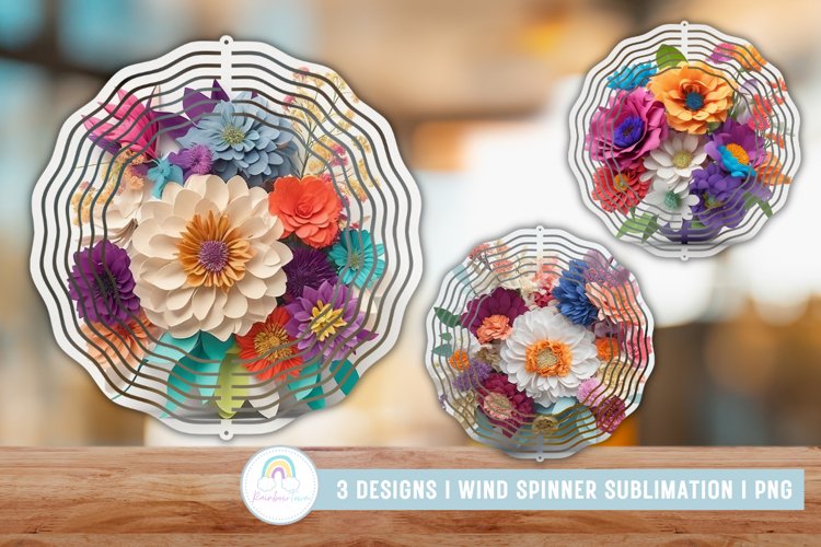 3D Flowers Wind Spinner Sublimation Designs