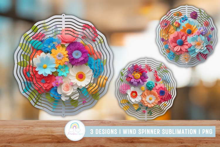 3D Paper Flowers Wind Spinner Sublimation Designs