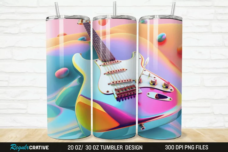 3D Colorful Guitar 20/30oz Skinny Tumbler