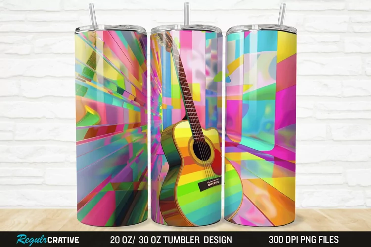3D Colorful Guitar 20/30oz Skinny Tumbler
