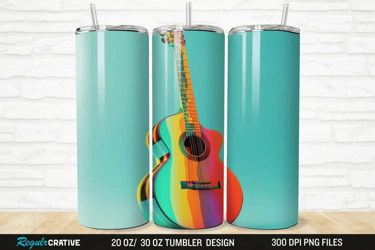 3D Colorful Guitar 20/30oz Skinny Tumbler