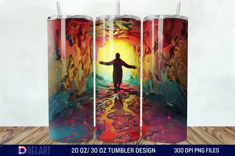 3D Colorful He is Risen Christian Tumbler Wrap