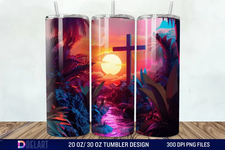 3D Colorful He is Risen Christian Tumbler Wrap